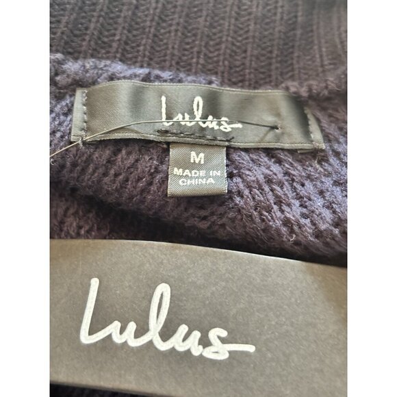 NWT Lulus Womens Size Medium Blue Ribbed Sweater Dress Cowl Neck Long Sleeve - Picture 5 of 6